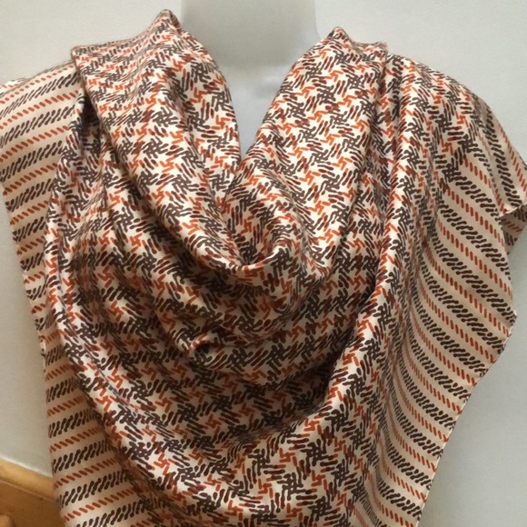 Yves Saint Lauren Couture Silk Square Scarf Neutral Colors Houndstooth pattern - Picture 2 of 16